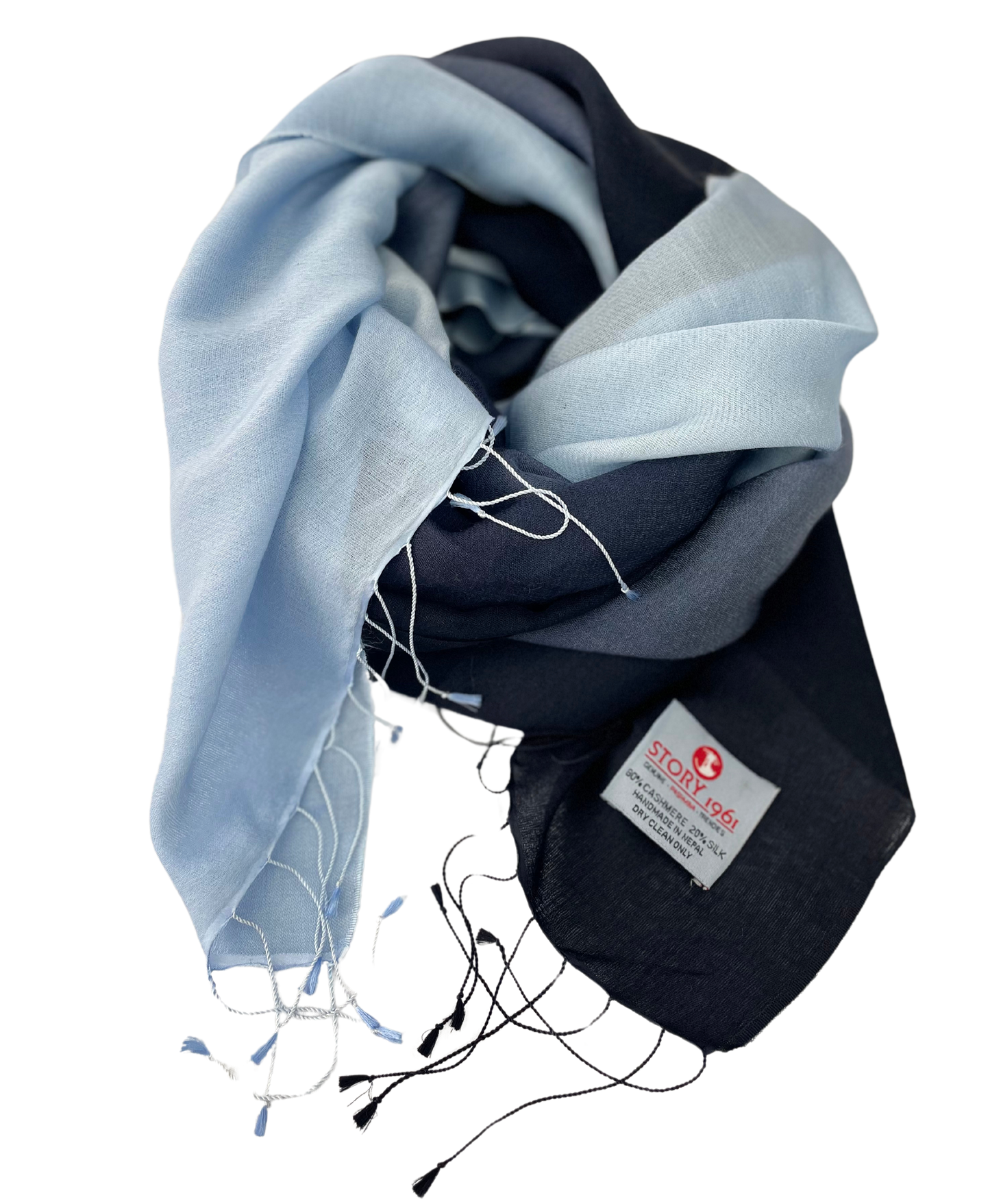 Waterpashmina Scarf Navy Blue meets Sky Blue