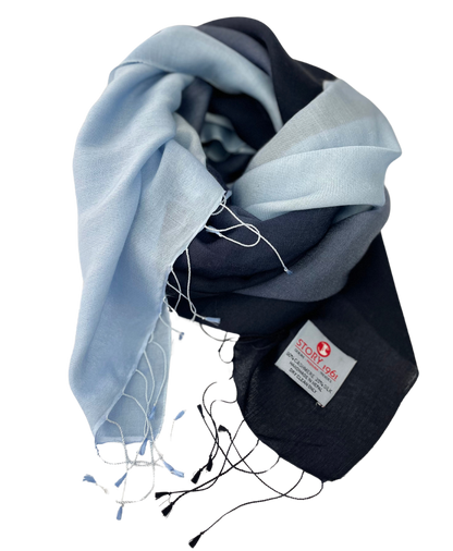 Waterpashmina Scarf Navy Blue meets Sky Blue